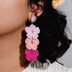 NEW Pink Floral Statement Earrings